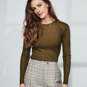 Pierre Robert M / L jenny skavlan zielona bluzka z długim rękawem merino tencel wełna 