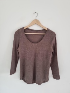 Czekoladowa lniana bluzka S len 36 h&m