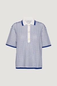 Remain polo bluzka XS bright white comb  Alberte Shirt 3d Wave Knit Polo Shirt