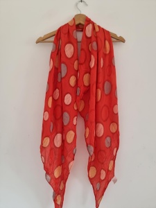 Czerwony szal włoski bawełna jedwab 