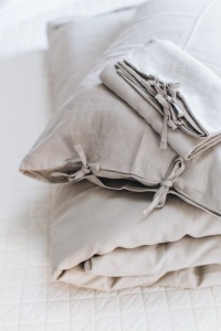 IKEA pościel lniana puderviva jasno szara 240x220 50x60  len